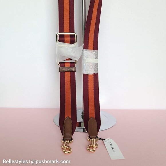 COACH Strap in Webbing Fabric with Dog-Leash Clip- Wine multi⭐ - Picture 9 of 14